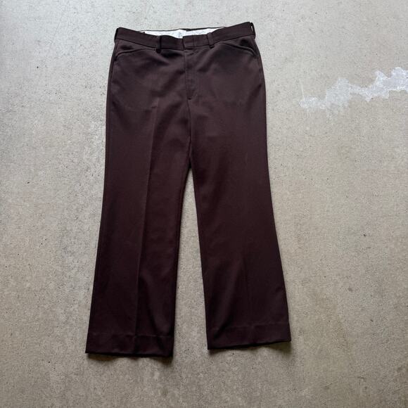 Men's Vintage 80's Farah Dark Brown Western Slacks Dress Casual Pants Sz 36 x 30 - Picture 1 of 6